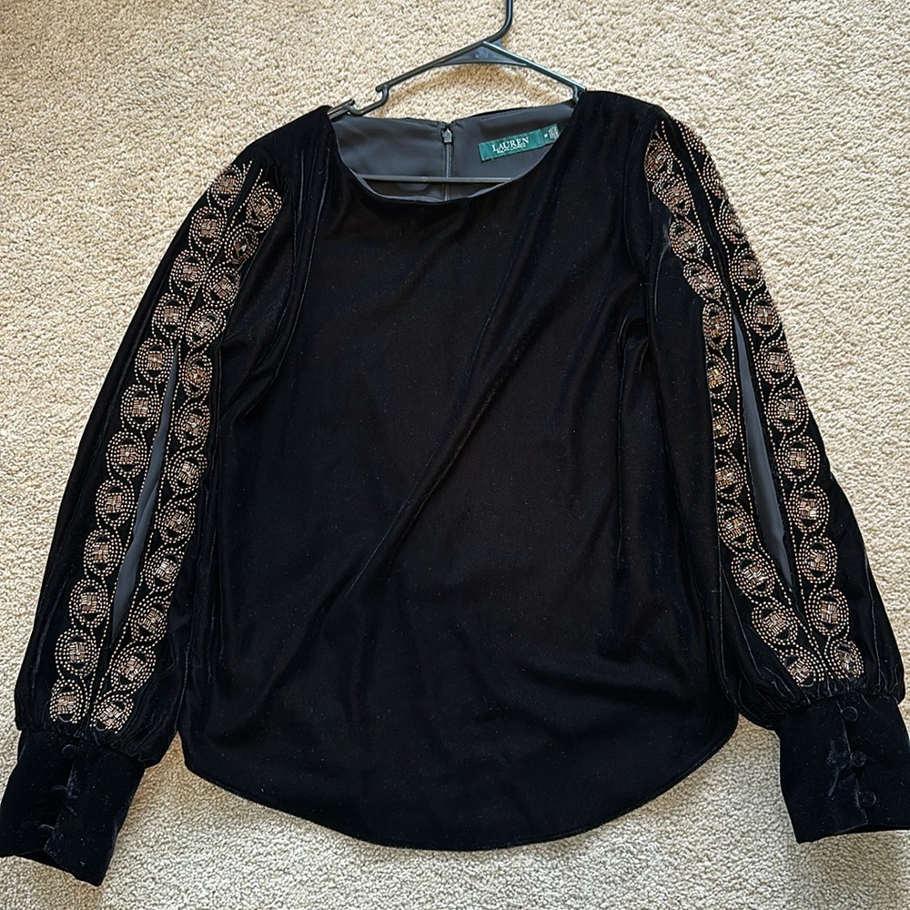 Ralph Lauren velvet beaded top